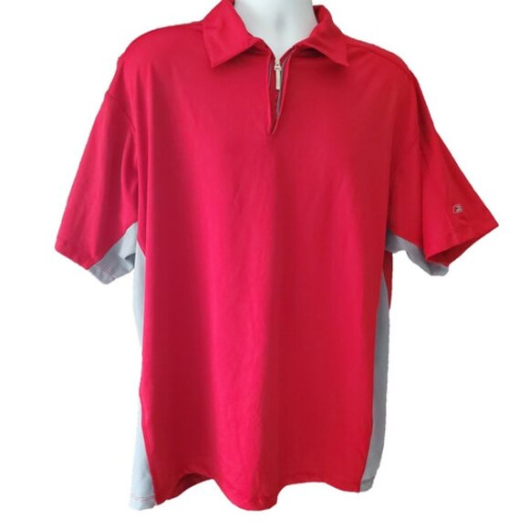 Reebok Red and Grey Polo Shirt Mens Xl Playdry - Picture 1 of 7